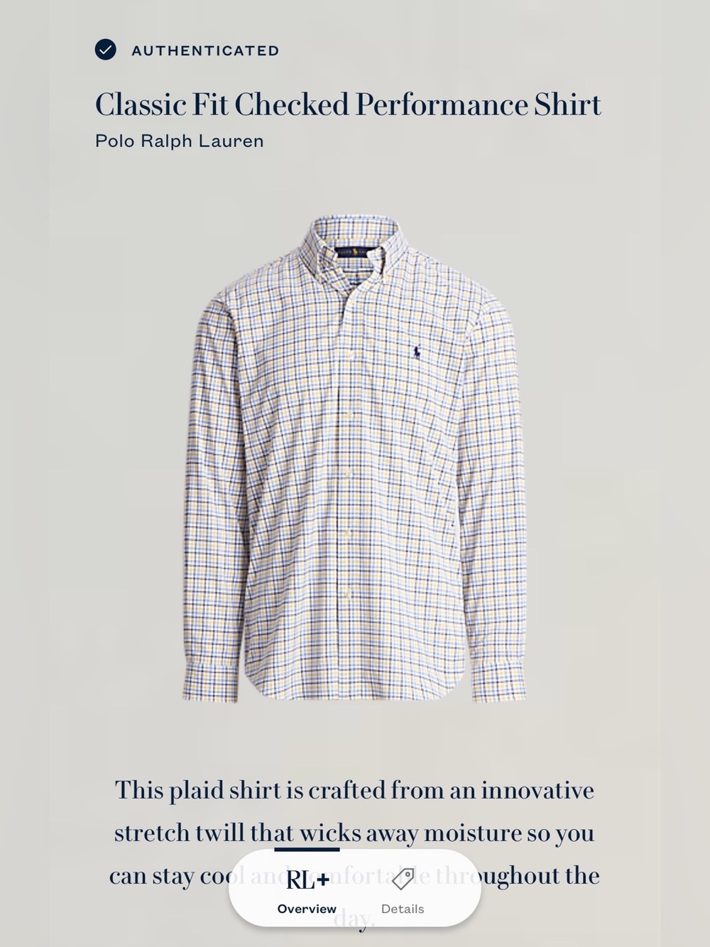 Polo by Ralph Lauren Classic Fit White Yellow & Blue Checked Performance Shirt